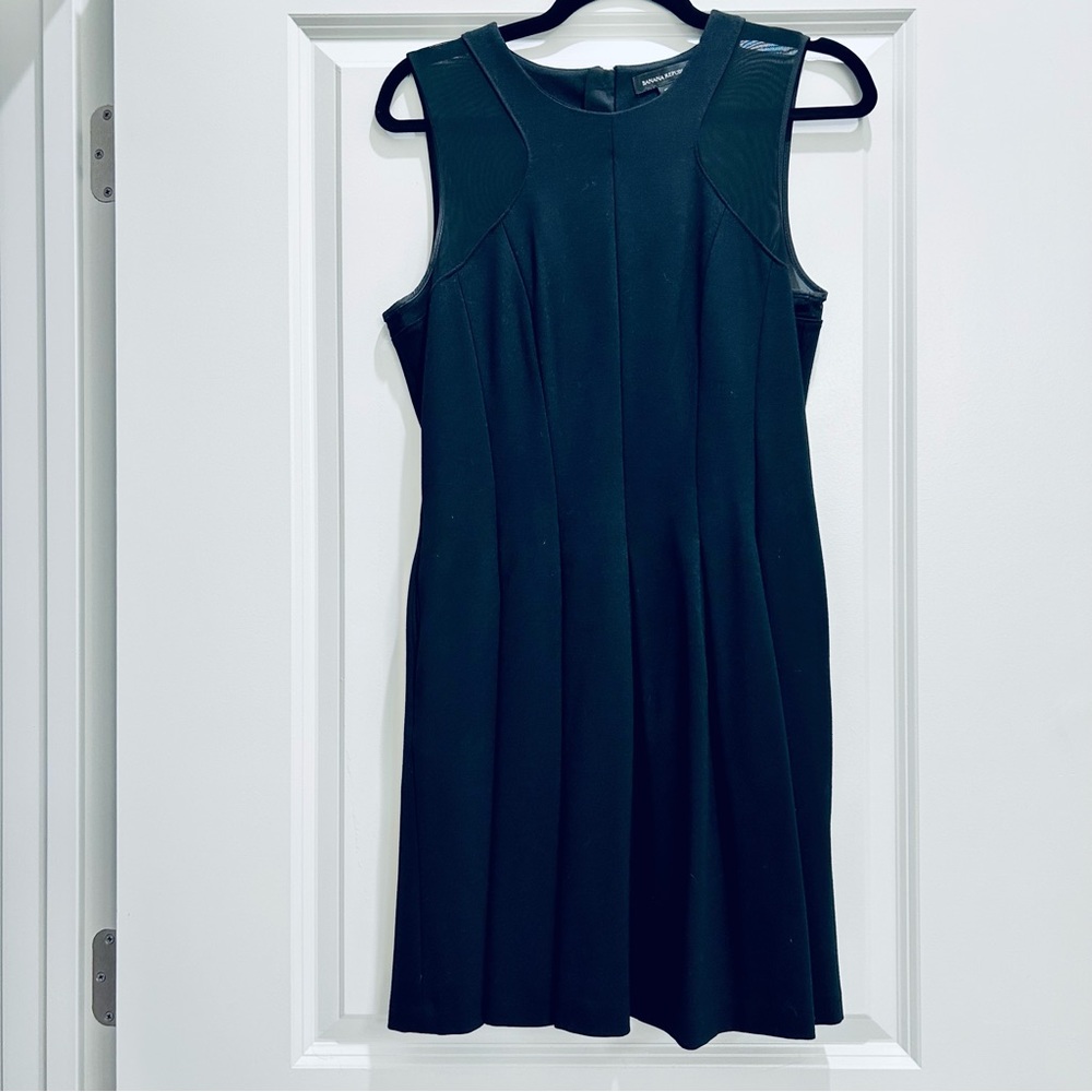 Banana republic black pleated fit and flare dress